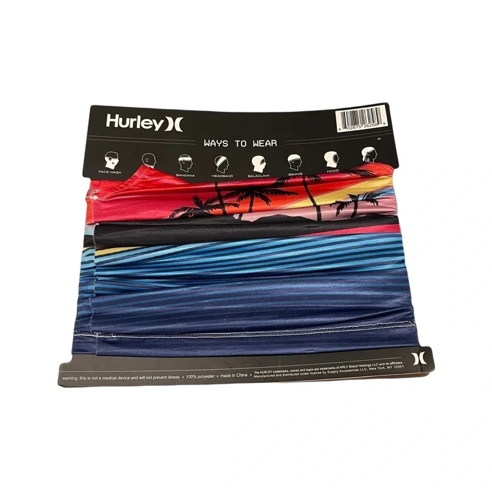 Hurley Face Mask Cover Scarf Multi-Function Seamless Gaiter Rainbow Tie Dye NEW